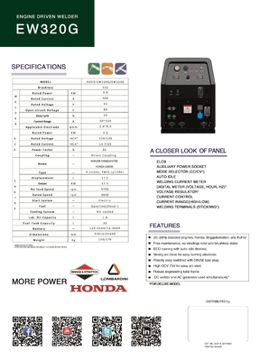 KOVO GASOLINE EW320G R Lasmachine voor elektriciteitsopwekking Duurzaam 930*620*640MM